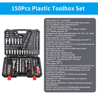 Ensemble de 150 pièces de clés à cliquet et clés mixtes en fer de haute qualité de 1/2, 3/8 et 1/4 pouces pour la réparation automobile, kit d'outils à main OEM