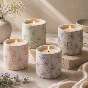 Durable Plaster <b>Cup</b> Scented Candle Refillable Vessel For Aesthetic Gifting Bulk Custom Logo With Cast Mineral Eco Packaging - Product Image 1