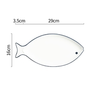 Plaques ovales en céramique en forme de poisson, avec ligne bleue peinte à la main, de style chinois japonais, pour le service, article à la maison, restaurant, 1 pièce