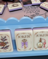 Jeu de Mahjong Américain Classique Rétro Paon, Tuiles de Mahjong Acryliques Ornées de Motifs Floraux, Coffret Cadeau de Mahjong Décoratif de Luxe