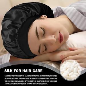 <span class=keywords><strong>Bonnet</strong></span> de nuit élégant et luxueux en satin de soie, <span class=keywords><strong>bonnet</strong></span> de sommeil double couche en soie pour hommes et femmes, <span class=keywords><strong>bonnet</strong></span> doux doublé de satin pour cheveux bouclés - Product Image 2