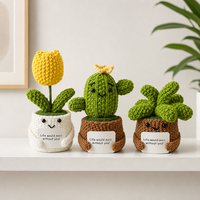Plante succulente amigurumi faite à la main en pot, accessoire de bureau tricoté pour le soutien émotionnel, cadeau amusant pour la santé mentale des amis
