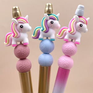 Unicorn <b>Silicone</b> <b>Beads</b> For Pen DIY Keychain 3D Colorful Pink Turquoise Gold - Product Image 1