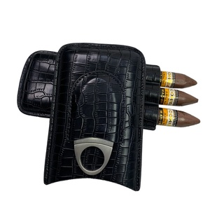 Estuche de Cigarros de Cuero con Patrón de Bambú, Juego de 3 Piezas con Humidificador, Acabado Esmerilado, Diseño de Lujo Ligero, Almacenamiento para Cigarros Cubanos, <span class=keywords><strong>Precio</strong></span> de Fábrica - Product Image 3