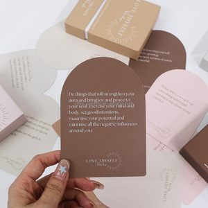 定制印刷周日常鼓励正面报价拱形肯定卡片甲板与刚性盒拱形木架 - Product Image 5