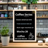 Panneau d'affichage de menu en bois de panneau d'affichage de décrochage suspendu noir commercial avec petit tableau d'écriture de mur pour la promotion de magasin