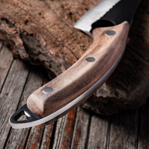Couteau de boucher forgé à la main avec trou pour le doigt, manche ergonomique, couteau à découper en acier inoxydable pour barbecue, camping et cuisine - Product Image 4