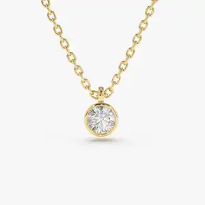 VLOVE Fine Jewelry Diamond Necklace 14K Gold Diamond Solitaire on a Bail