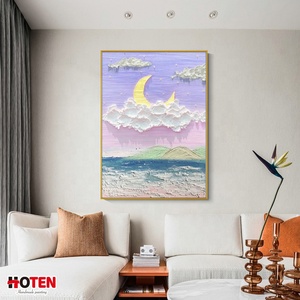 Moderne <span class=keywords><strong>Romantique</strong></span> Rêve Ciel Étoilé <span class=keywords><strong>Paysage</strong></span> Mural Peint À La Main Violet Peinture À L'huile Mur Art Personnalisé Toile Texture Élégant Vente - Product Image 5
