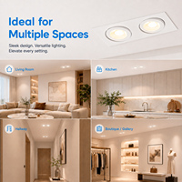 Plafonnier LED encastré à double tête, luminaire carré orientable, spot LED carré