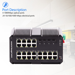 Huayu จัดการสวิตช์เครือข่าย24พอร์ต10/100/1000Mbps ตัวเลือกอีเทอร์เน็ตอุตสาหกรรมที่มี4ไฟเบอร์อัปลิงค์อัตราการส่งข้อมูลสูง - Product Image 1