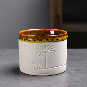 Tazza da Caffè in Ceramica con Cammello del Deserto Inciso, Souvenir Creativo, Tazze Espresso in Argilla Grezza Personalizzate, Tazze Regalo - Product Image 6