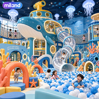Équipement de terrain de jeu intérieur personnalisé Miland pour centres communautaires, toboggan tubulaire, blocs souples, filet de cordes - Décoration rouge/violette, 1 à 300 enfants