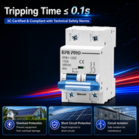 Disjoncteur miniature DC bipolaire 500V 6-63A, interrupteur de déconnexion DC à déclenchement thermomagnétique sur rail DIN pour systèmes solaires photovoltaïques