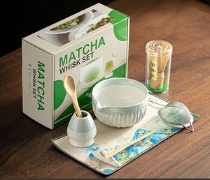 New Design 4 Pieces Wholesale Matcha <b>Tea</b> Bowl Whisk Kit Gift Box Packaging White pink Ceramic Matcha <b>Set</b> with Chasen - Product Image 1