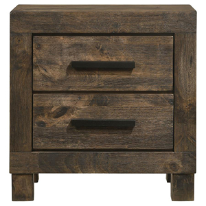 Rustic Golden Brown 2 <b>Drawer</b> Nightstand <b>With</b> Metal Lamp And Books On Top For Bedroom <b>Storage</b> - Product Image 4