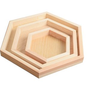 Personalizzato semplice geometrico Pino esagonale vassoio in <span class=keywords><strong>legno</strong></span> intagliato a mano incisione per la cottura fotografia oggetti di scena di stoccaggio materiale di <span class=keywords><strong>legno</strong></span> - Product Image 5