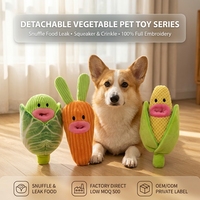 Jouet en peluche couineur et froissé pour chien, en forme de légumes (chou, carotte, maïs), avec distributeur de friandises, détachable, pour chiots et petits chiens
