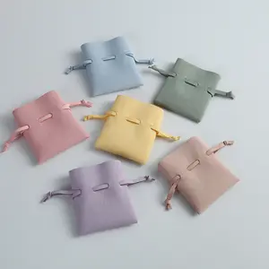 Fashion Drawstring Pouch Suede Microfiber Jewelry Dust Pouch Bag With Logo For Earrings Necklace And Bracelet