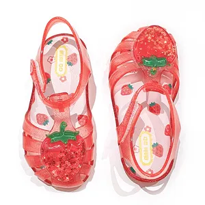 Kids Crystal Fruit Jelly Shoes For Summer Outdoor Bling Bling Gladiator Chaussure Bebe Jelly Sandals For Baby Girls