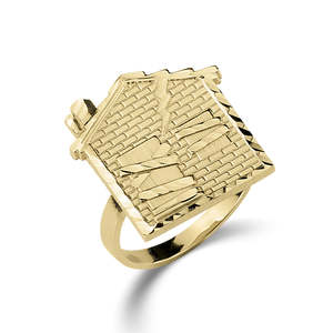 Bague personnalisée en or blanc plaqué 14 carats avec pierres incrustées pour homme, bague en forme <span class=keywords><strong>de</strong></span> <span class=keywords><strong>maison</strong></span> hip-hop, bijoux <span class=keywords><strong>de</strong></span> déclaration brillants - Product Image 1