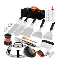Kit d'accessoires professionnels pour plancha 27 pièces : Spatule élargie, couvercle de cuisson, presse à burgers – Idéal comme coffret cadeau