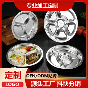 Chef Meis Stainless Steel Divided Dinner Plate 304 Round Microwave Safe For Kids Schools Fast Food - Product Image 5