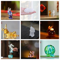 Porte-encens en cristal luxueux avec motif de lapin, emballage en boîte cadeau, adapté pour offrir en cadeau ou pour un usage personnel