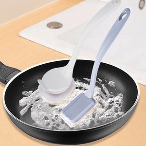 Natural Loofah Pot Scrubber Brush With <b>Handle</b> Anti Scratch Cleaning Tool For Pots And Pans - Product Image 2