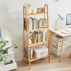 Étagère à 4 niveaux Zhui Zhu, couleur originale, trapézoïdale, sur pied, gain de place, pour chambre, salon, bureau - Product Image 3