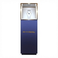 Étalage de bijoux en acier inoxydable de luxe moderne avec éclairage LED, présentoir de bijoux en métal, vitrine de magasin de détail, centre commercial, salle d'exposition