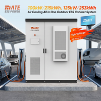 Système de stockage d'énergie MATE BESS 100 kW 215 kWh 125 kW 253 kWh, armoire de stockage de batteries LiFePO4 refroidie par air pour station de recharge rapide