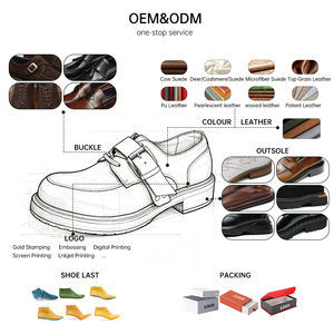 Mocasines Premium de Piel de Caballo Lavada con Correa Monk y Cordones, Construcción Goodyear, Tacón Grueso Apilado, Estilo Oficina, Diseño Artesanal - Product Image 3