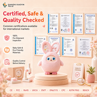 Peluche Lapin IA avec Coton PP, Capteur Tactile à Vibration, Fonction de Clonage Vocal, Mémoire Longue Durée, Plus de 50 Langues, Yeux LED, WiFi
