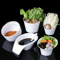 Vente en gros, vaisselle de Restaurant, bol de service blanc en mélamine, ensemble d'assiettes à viande et légumes
