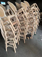 Chaise de salle à manger en bois massif avec dossier rond et assise en tissu, chaise en bois pour restaurant et hôtel
