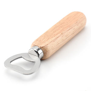 木製ハンドル付きカスタムロゴバーステンレススチールビールオープナー飲用ボトルオープナー - Product Image 3