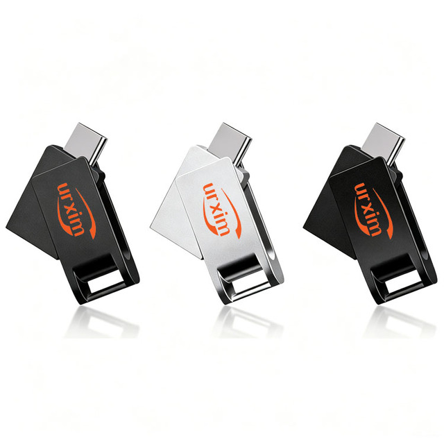 Wholesale USB Flash Drive 4GB 8GB 16GB 32GB 64GB 128GB 2 in 1 Swivel Flashdrive for Android Dual USB Custom Logo Memory Stick