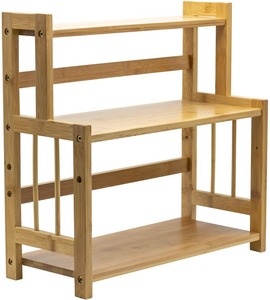 Bathroom Countertop <b>Storage</b> Counter <b>Storage</b> Holder Organizer Custom 3-Tier Bamboo Spice Rack Standing Pantry Shelf for Kitchen - Product Image 1