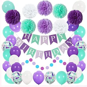 Украшения и принадлежности для вечеринки «русалка»-баннер на день рождения, декор с помпоном, латексные шары с конфетти для дня рождения