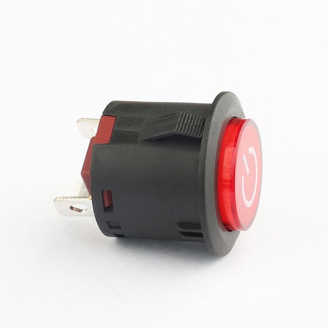 22mm Plastic Push Button Switch with Symbol Black Push Button Red Cover Rest or Latching