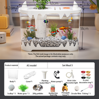 Petit aquarium de bureau, aquarium en plastique AS haute transparence avec filtre intégré, réservoir écologique silencieux pour aquascaping de table à domicile