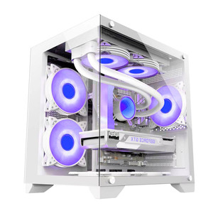 Caja de ordenador para juegos Microatx con ventana lateral, torre media de acero negro para ensamblaje de PC de escritorio - Product Image 2