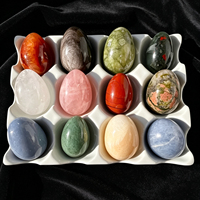Œuf en cristal poli en matériaux naturels mélangés, motif élégant, pour la décoration intérieure, collection, cadeau, décoration de bureau, éveil des enfants, vente en gros