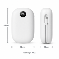 Batterie externe 10000mAh 22.5W à charge rapide avec écran LED et câble Type-C intégré, chargeur portable pour les voyages, le bureau et les trajets quotidiens