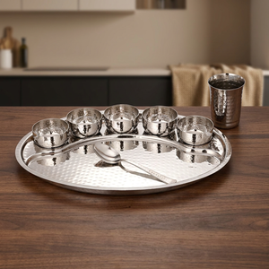 Elegante juego Thali ovalado de 8 piezas Ideal para servir comidas tradicionales Perfecto para eventos de regalo de uso diario - Product Image 5