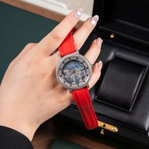 Montre de luxe de haute qualité en quartz, zircon incrusté à la main, miroir saphir, boîtier en acier fin, bracelet en silicone, Ronda, résistante à l'eau, caoutchouc - Product Image 4