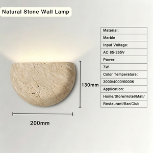 Lámpara de Pared LED de Travertino Amarillo Estilo Wabi-Sabi para Interiores, Lámpara de Noche para Dormitorio, Temperatura de Color Ajustable, Diseño de Aplique de Pared - Product Image 6