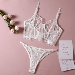 Set pakaian dalam Bra bordir tulang ikan, Set 2 potong Lingerie Bra ekstensi atasan renda - Product Image 4