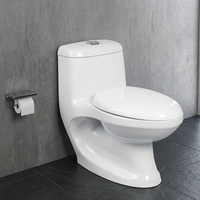 WC monobloc en céramique de haute qualité avec chasse double, siphon en P, à poser au sol, avec siège